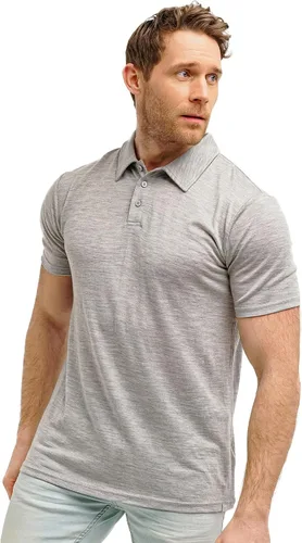 Vista 15 de 100% Merino Wool Polo Shirt Men - Short & Long Sleeve Shirt Base Later Negro