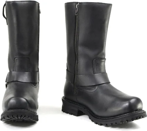 Vista 2 de Milwaukee Leather Botas impermeables para hombre, negras, de 11 pulgadas de ancho con puntera cuadrada, con arnés y cremallera MBM9061WP - 7W