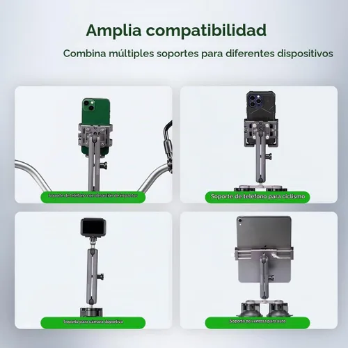 Vista 6 de FANAUE Brazo de doble enchufe de aleación de aluminio, adaptadores de bola antirrobo de 1 pulgada compatibles con soportes RAM, cabeza de bola