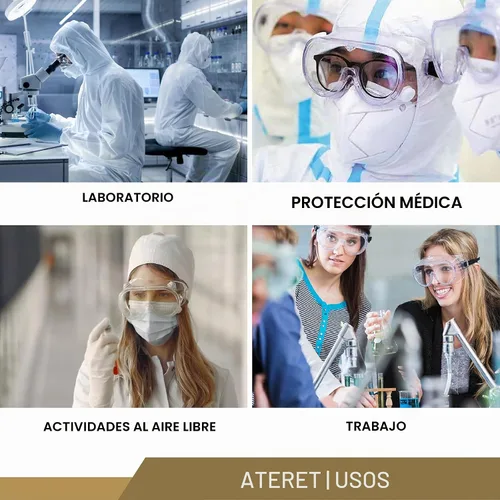 Vista 5 de ATERET Gafas de seguridad protectoras antivaho I Gafas ligeras ajustables con lentes transparentes I Gafas de protección contra salpicaduras