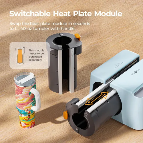 Vista 5 de HTVRONT Prensa de Calor Automática para Vasos - Máquina Prensadora de Calor para Vasos A200, Presión Ajustable y Accesorio de Placa de Calor