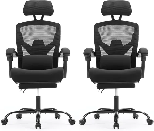 Vista 14 de Sweetcrispy Silla de escritorio para computadora de oficina, ergonómica, con respaldo alto, de malla, giratorias, con ruedas, cómodo soporte lumbar