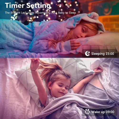 Vista 2 de GANZQH - Tira de luces LED de 50 pies para dormitorio, luces de tira LED RGB que cambian de color para interiores, sincronización de música, tira