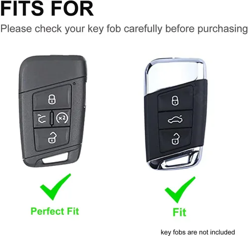 Vista 2 de Funda protectora para llave de coche VW compatible con Volkswagen Tiguan Atlas Jetta Passat Golf Alltrack, Negro