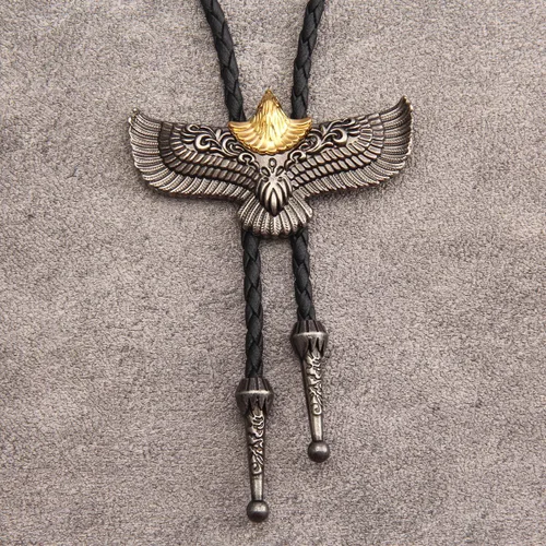 Vista 272 de Jeilwiy Corbata de bolo para hombre, corbata de vaquero occidental, collar de corbata de bolo dorado, corbata de cuero, corbata de Halloween