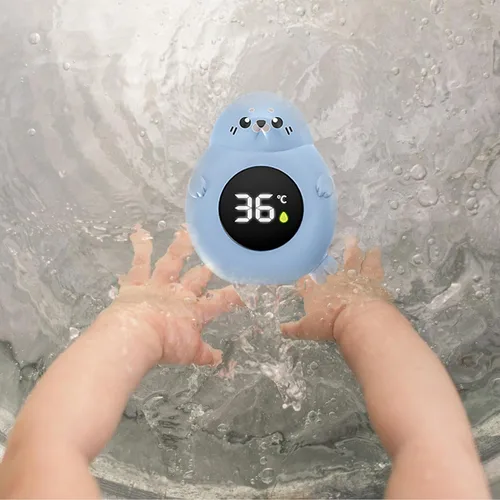Vista 4 de Monitor de temperatura de baño para bebé, sensor de bañera, medidor impermeable Termómetro digital de piscina, pantalla flotante linda para bañera