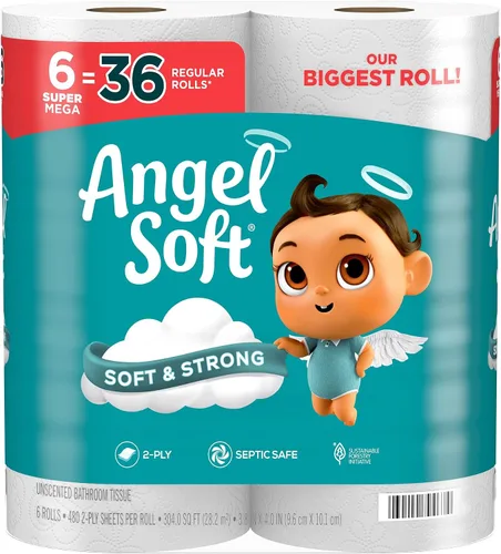 Vista 16 de Angel Soft Papel higiénico, 4 mega rollos = 16 rollos regulares, suave y resistente