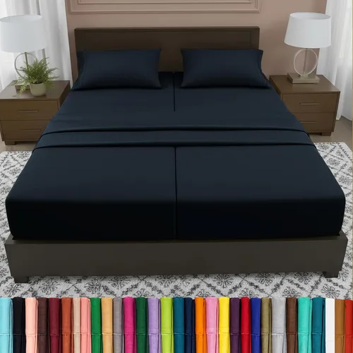 Vista 106 de Elegant Comfort - Juego de sábanas de lujo de 4 piezas - Ropa de cama de lujo de 1500 hilos, calidad de hotel prémium, microfibra, resistente a