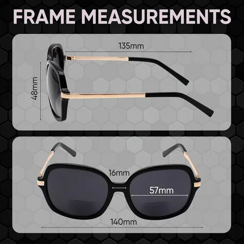 Vista 6 de Yogo Vision Bifocal Reading Sunglasses for Women UV400 Sun Protection Outdoor Stylish Square Frame Reader Eyewear
