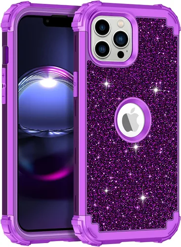 Vista 36 de LONTECT Funda para iPhone 15 Plus con purpurina brillante 3 en 1, a prueba de golpes, resistente, híbrida, resistente, funda protectora de alto