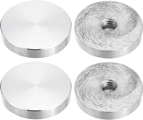 Vista 19 de uxcell M6 Rosca 0.787 in de diámetro de forma redonda de aluminio disco hardware 1pcs, aluminio círculo disco vidrio adaptador superior para mesa