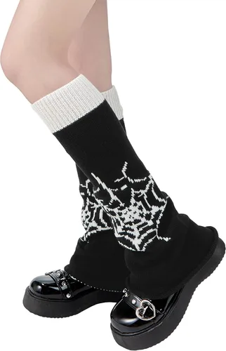 Vista 4 de Zando Calentadores de piernas Y2K para mujer, calentadores de piernas Y2K, calentadores de piernas kawaii, 80, Halloween, punk gótico, Lolita, Araña
