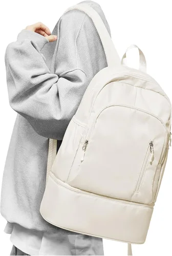 Vista 8 de SEAFEW Mochila de gimnasio para mujer, Blanco, Grande
