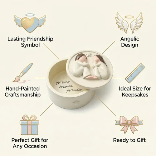 Vista 4 de Forever Friends - Caja de recuerdo de resina para guardar joyas, baratija, caja decorativa de recuerdo de amistad, regalo sentimental para mujeres
