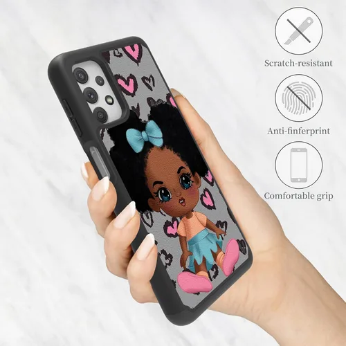 Vista 3 de Funda diseñada para Samsung Galaxy A32 (6.5 pulgadas), funda duradera para teléfono para niña bebé, negra, firmada para Galaxy A32 5G, funda Bebé
