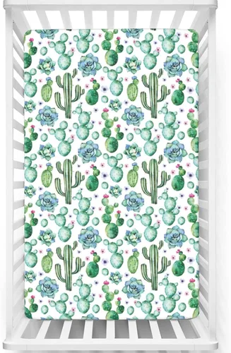 Vista 7 de Sábanas ajustables para cuna de minicuna con temática de arte acuático, tabla de madera exótica, para niños pequeños, sábanas de colchón para cuna