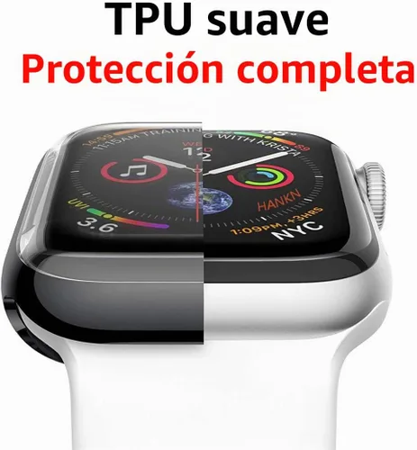 Vista 3 de Paquete de 4 fundas compatibles con Apple Watch Series 9/8/7 – protector de pantalla de 1.614 pulgadas, TPU suave, cobertura completa, chapada, a