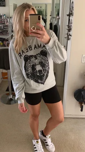 Vista 5 de Blooming Jelly - Sudadera holgada de manga larga para mujer, de cuello redondo con estampado de mamá oso