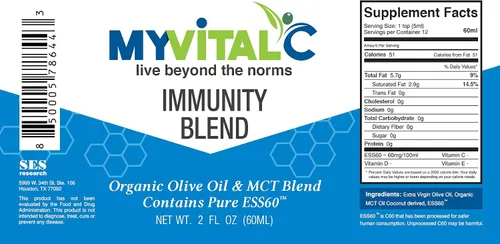 Vista 2 de MyVitalC Mezcla de inmunidad en aceite de oliva virgen extra orgánico y suplemento de mezcla MCT 120 ML - ESS60 puro para nootrópico - Enfoque