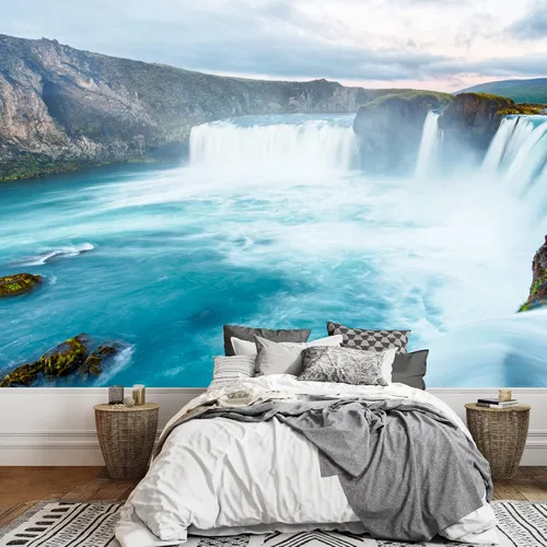 Vista 9 de SIGNFORD - Mural de pared de estilo nórdico con papel tapiz de paisaje natural extraíble para dormitorio o sala de estar.