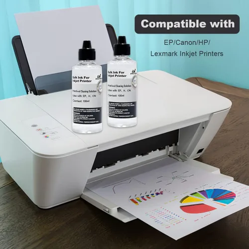 Vista 2 de Kit de limpieza de cabezal de impresión para impresoras de inyección de tinta, 2 soluciones de limpieza universal de 3.5 fl oz, boquilla