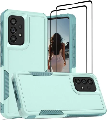 Vista 292 de Jeylly Compatible con Samsung Galaxy A22 5G Funda, Funda Samsung A22 5G con 2pcs protectores de pantalla de vidrio templado