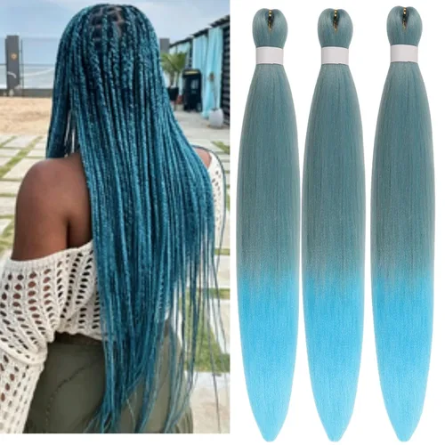 Vista 32 de Cabello trenzado para niños preestirado de 16 pulgadas, color negro para niños, trenzas sin nudos
