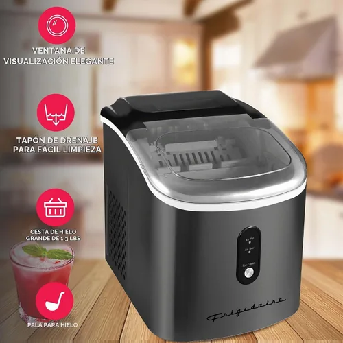 Vista 3 de Frigidaire EFIC103 - Máquina de Hielo, Resistente, 26 libras de Hielo por Día, Acero Inoxidable Negro