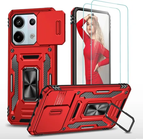 Vista 9 de Jeylly Funda para Xiaomi Poco X3 NFC con protector de pantalla de vidrio templado [2 paquetes], resistente a prueba de golpes, funda protectora