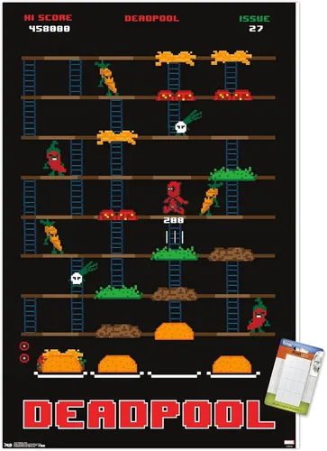 Vista 11 de Trends International Marvel Comics Deadpool - Póster de pared de juego, 22.4 pulgadas de largo x 14.7 pulgadas, versión enmarcada de madera