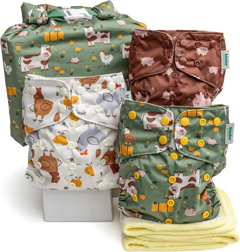 Vista 25 de Big Adventure Kinder - Juego de 5 pañales de tela reutilizables para bebé, estilo de bolsillo, jersey atlético que absorbe la humedad, insertos