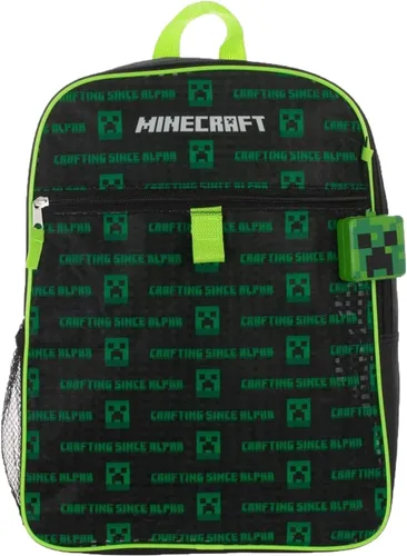 Vista 2 de BIOWORLD Minecraft Creeper - Mochila infantil de 5 piezas, color verde, talla única