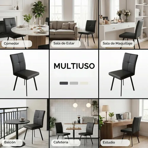 Vista 7 de HIPIHOM Juego de 2 sillas de comedor, sillas de cocina tapizadas Negro