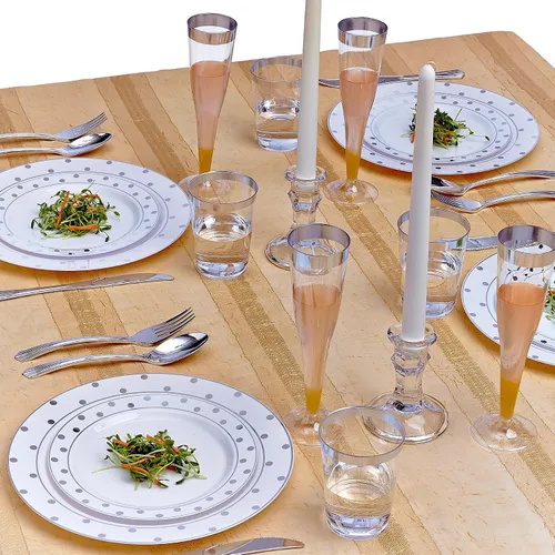 Vista 7 de Silver Spoons Platos desechables para fiesta – (20 piezas) juego de vajilla desechable resistente de 7.5 pulgadas, platos de plástico de comedor