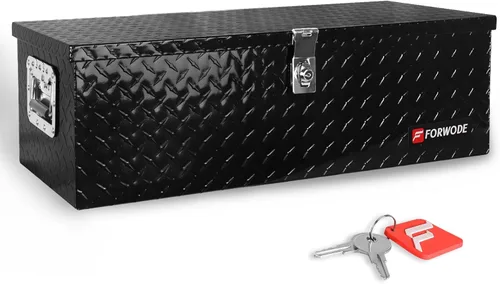 Vista 12 de FORWODE Caja de herramientas de aluminio de 20 pulgadas para camión, caja de herramientas con cerradura, caja de almacenamiento impermeable con Negro