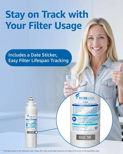 Vista 7 de Filterlogic Filtro de agua para refrigerador ADQ73613401, repuesto para LG® LT800P®, LT800PC, ADQ736134, ADQ73613402, LSXS26326S, LSXS26366S