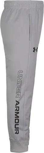Vista 2 de Under Armour Pantalones deportivos Brawler para niños, pantalones deportivos con cintura elástica y diseño de logotipo de pierna de pantalón
