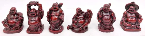 Vista 2 de JapanBargain, Juego de 6 estatuas de Buda sonriente de oro, figuras de Buda de la suerte de 2 pulgadas para decoración de Feng Shui, dioses de Buda