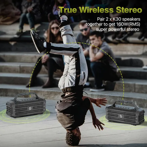 Vista 4 de Altavoz Bluetooth de 120W Pico 80W Portátil Inalámbrico Hi-Fi Fuerte para Exteriores IPX6 Impermeable Altavoces Grandes para Fiestas con Graves