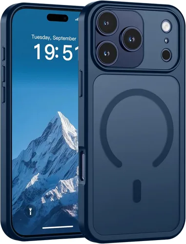 Vista 72 de SUPFINE Funda magnética para iPhone 11 Pro Max (compatible con MagSafe) (protección contra caídas de grado militar), delgada, translúcida mate, a
