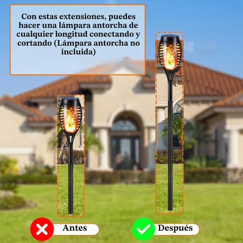 Vista 4 de Kit de extensión de lámpara de llama, estaca de tierra y conector de junta para hacer que la linterna solar sea más alta, 6