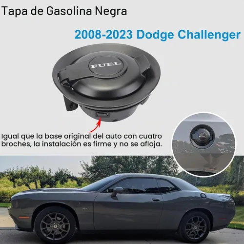Vista 3 de 68250120AA - Cubierta de tapa de gasolina – Accesorios de puerta de tapa de tanque de combustible negro compatibles con Dodge Challenger 2008-2023