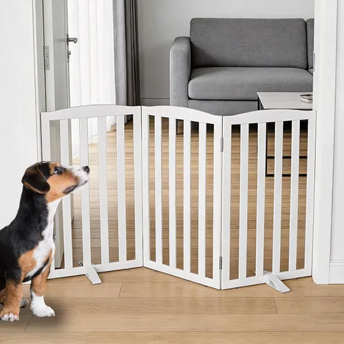 Vista 16 de Puerta Independiente para Perros para Interiores, Puerta para Perros Plegable, Puertas para Mascotas para Entradas, Escaleras o Pasillos, Puerta