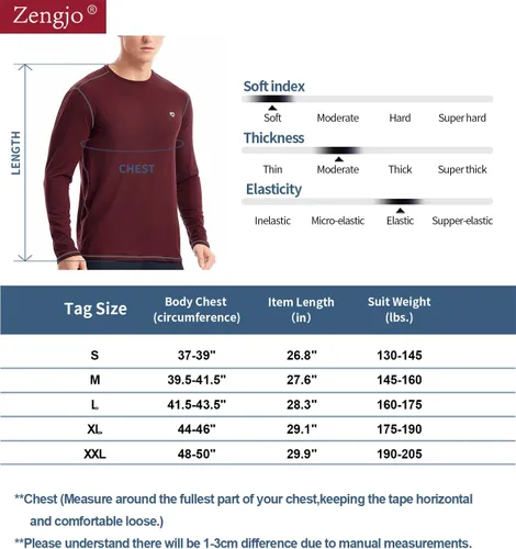 Vista 5 de Zengjo Camiseta de capa base para hombre, manga larga, atlética, para correr, ligera