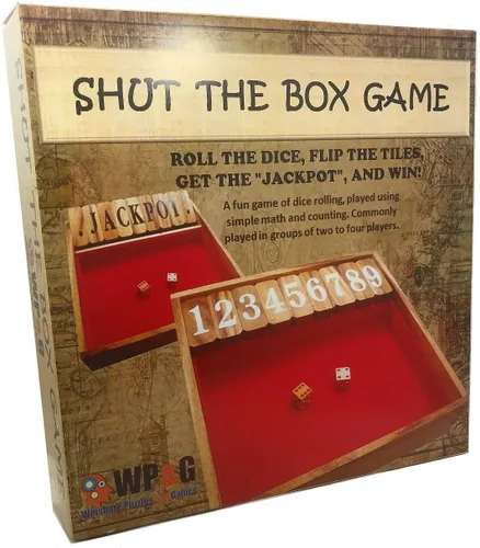 Vista 6 de Winshare Puzzles and Games Shut The Box Juego Grande, Dados de Madera Antiguos Juego Divertido