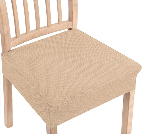 Vista 12 de Smiry Juego de 2 fundas de asiento elásticas de jacquard para sillas de comedor, extraíbles y lavables, sin fundas traseras, color azul aireado