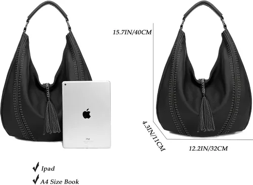 Vista 6 de Bolsos Hobo para mujer, bolsos grandes, bolsos de diseñador de piel sintética de gran tamaño, bolsos cruzados de hombro elegantes