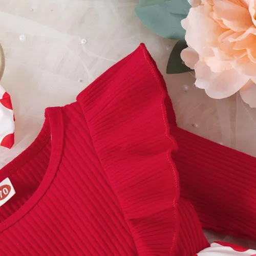 Vista 24 de Mameluco de Navidad para niñas recién nacidas, falda de malla de terciopelo rojo, traje de primera Navidad, regalo de Navidad