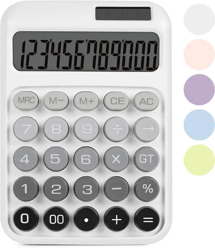 Vista 9 de Calculadora de interruptor mecánico con botones grandes, calculadoras de escritorio, 12 dígitos, energía de batería solar, calculadora