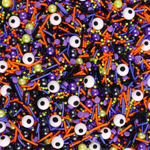 Vista 5 de Chispas de Halloween para decorar pasteles 7 onzas, chispas de ojo para fiesta de Halloween, chispas de perlas de azúcar para decorar cupcakes